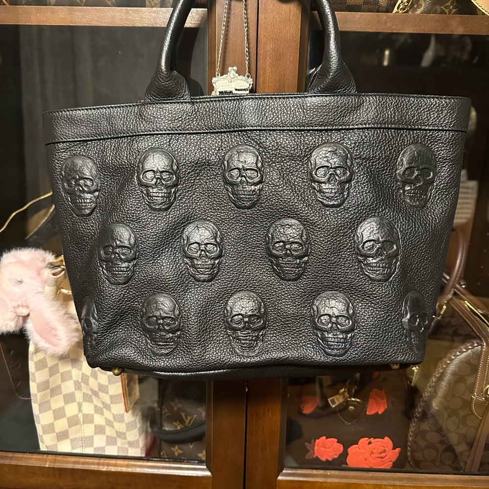 Black Skull Embossed Tote Bag